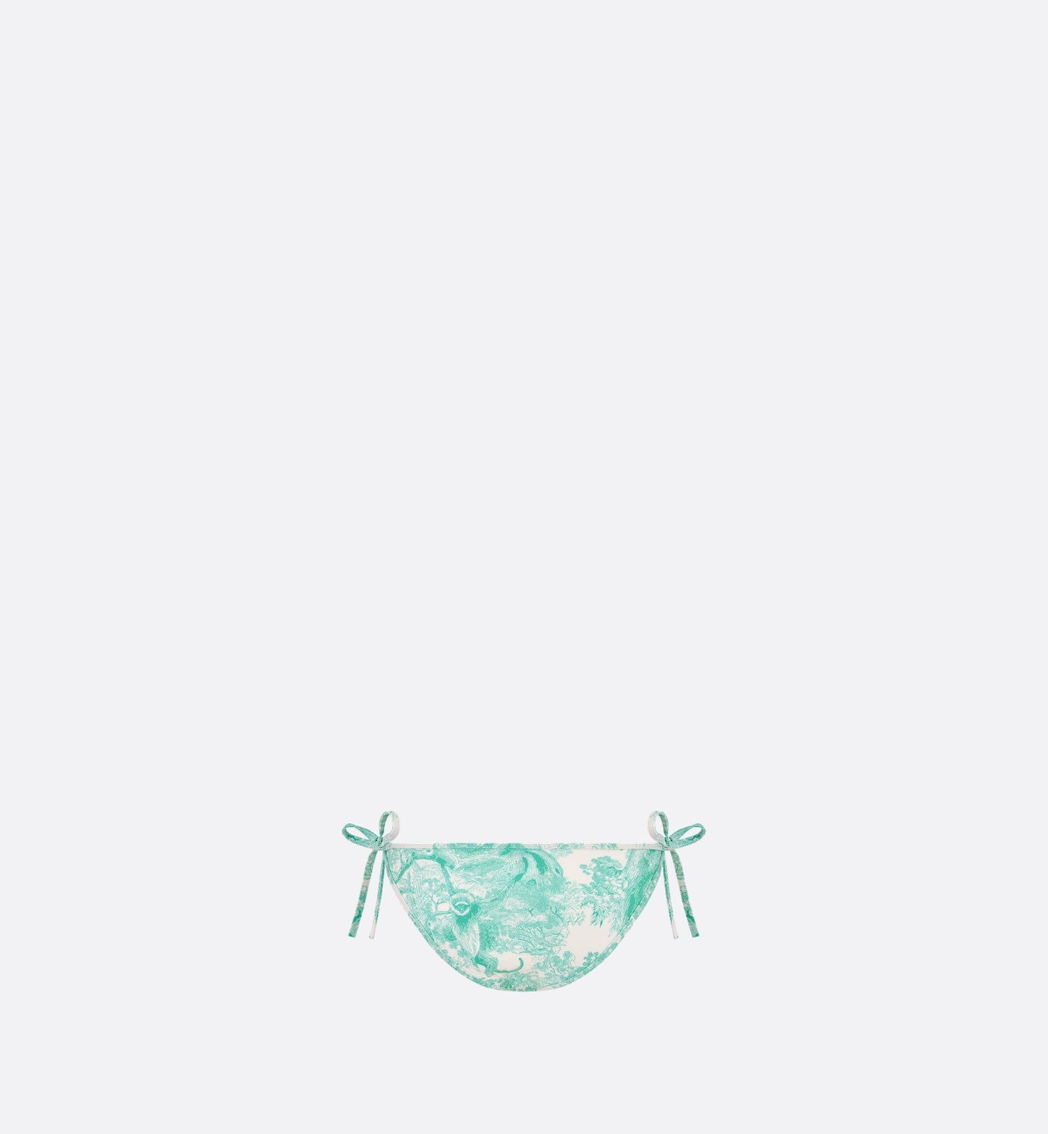 Dioriviera Bikini Bottom White And Aquamarina Technical Fabric With Toile De Jouy Sauvage Motif