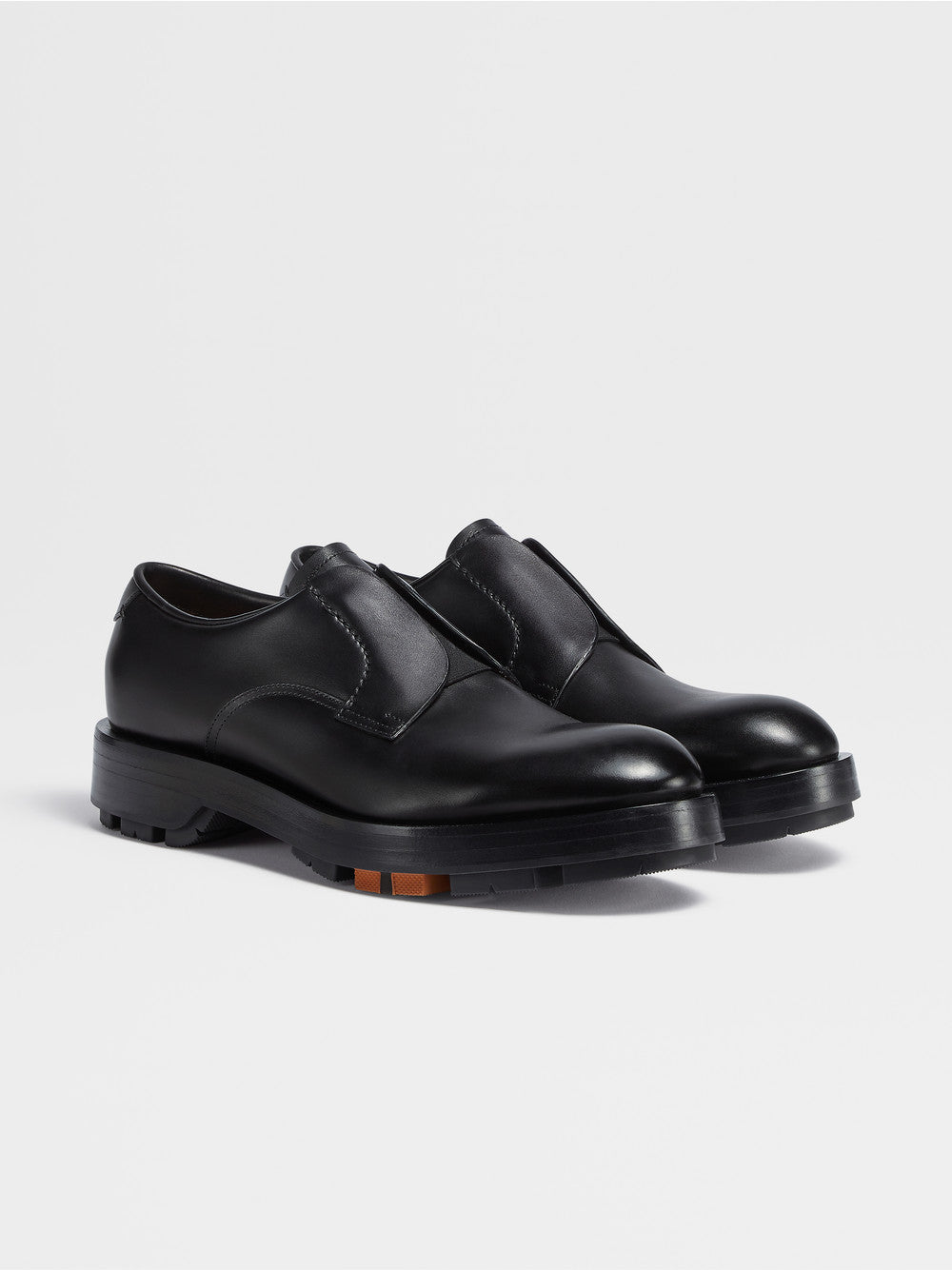 BLACK LEATHER UDINE DERBY SHOES