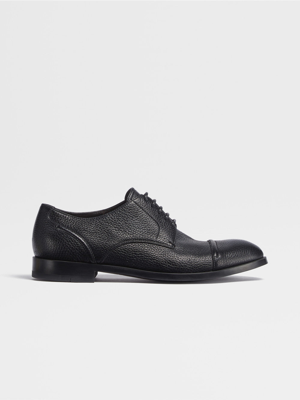 BLACK DEERSKIN SIENA FLEX CAPTOE DERBY SHOES