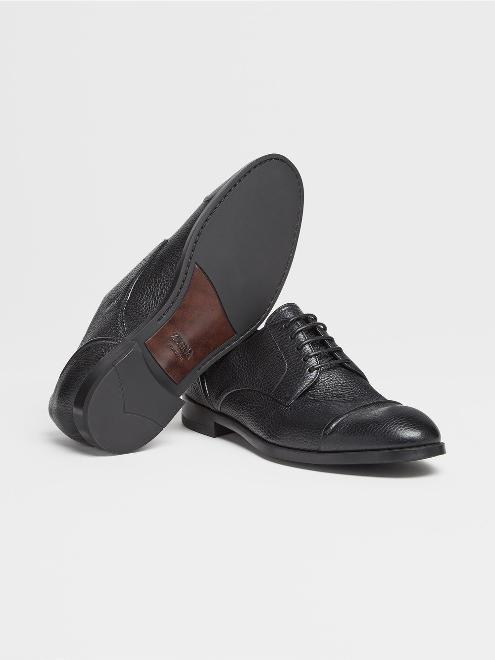 BLACK DEERSKIN SIENA FLEX CAPTOE DERBY SHOES