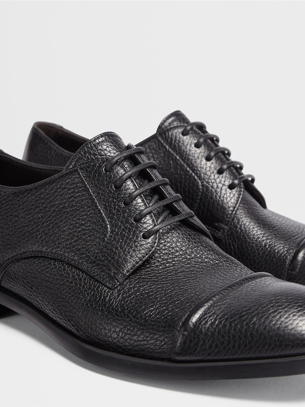 Black Deerskin Siena Flex Captoe Derby Shoes