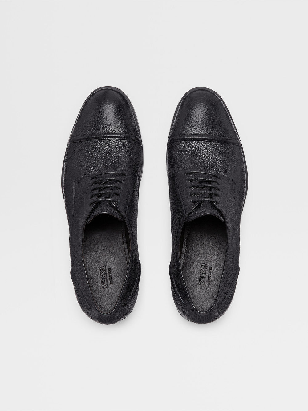 Black Deerskin Siena Flex Captoe Derby Shoes