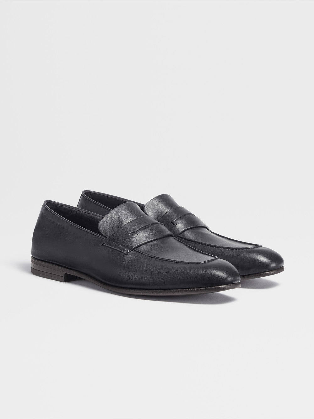 Navy Blue Leather L Asola Loafers