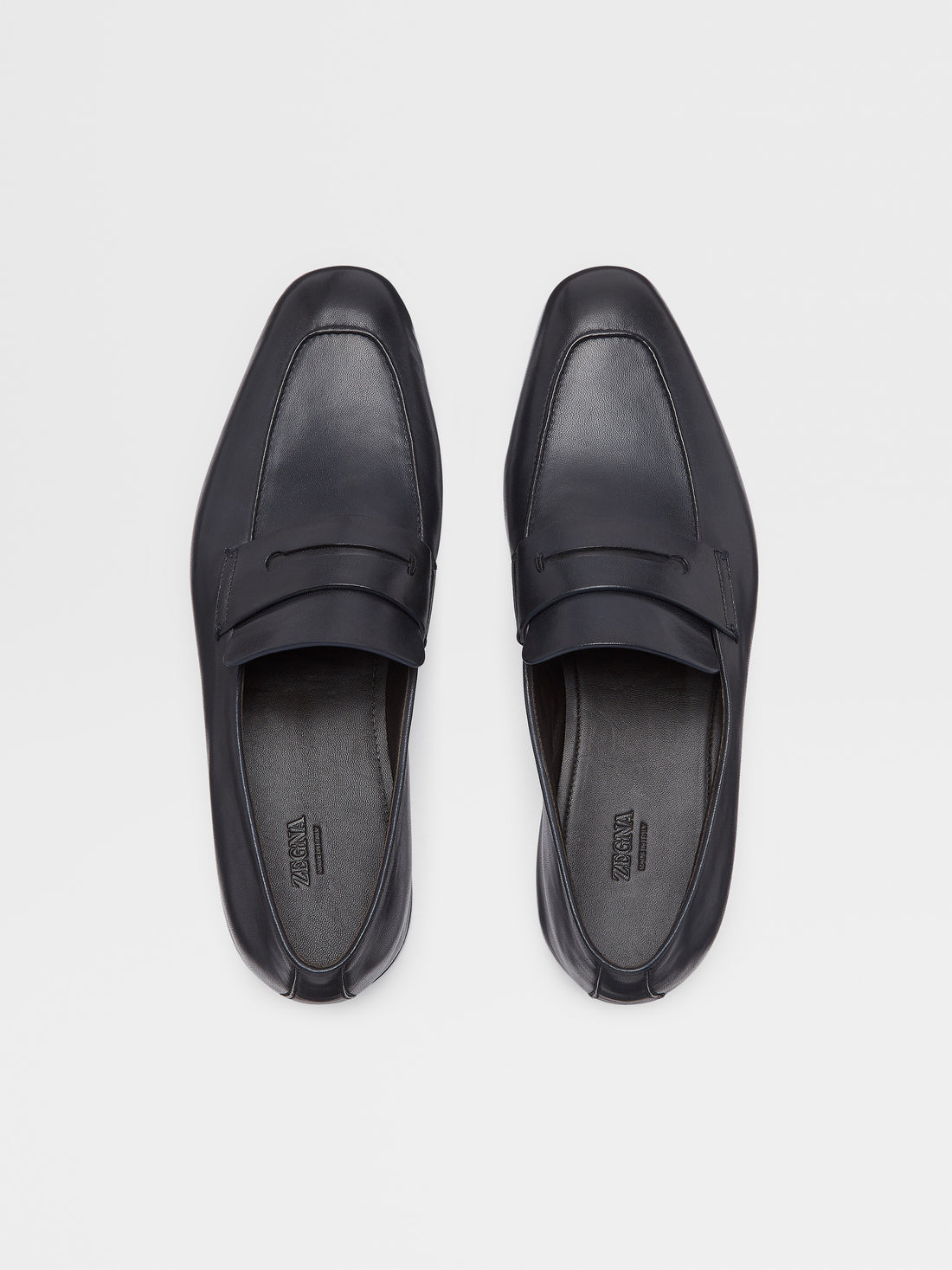 Navy Blue Leather L Asola Loafers