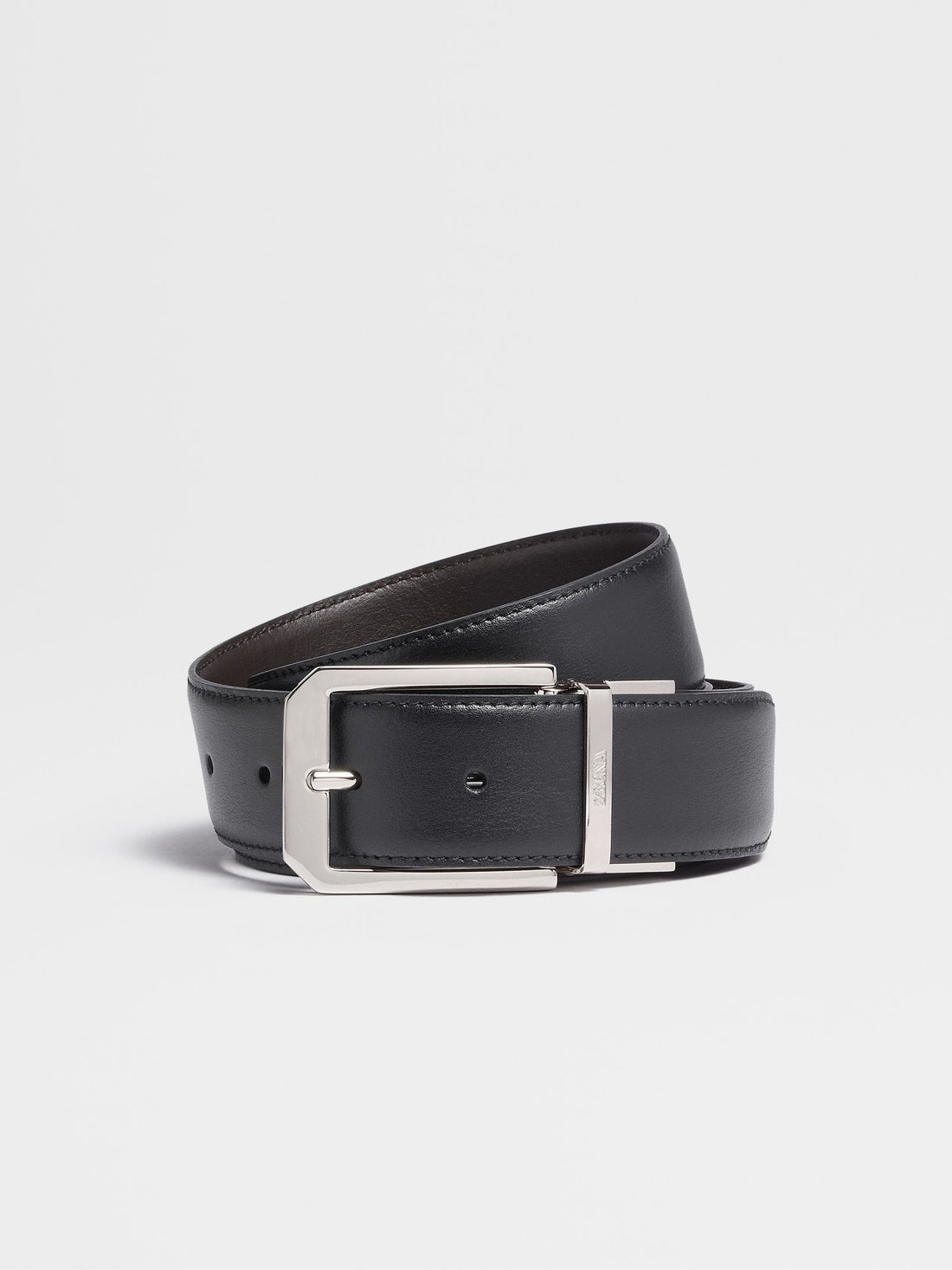 BLACK AND DARK BROWN REVERSIBLE LEATHER BELT