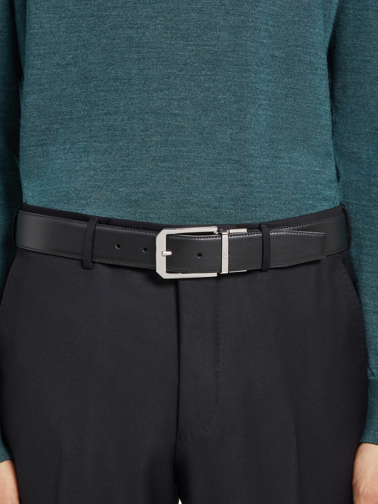 Black and Dark Brown Reversible Leather Belt