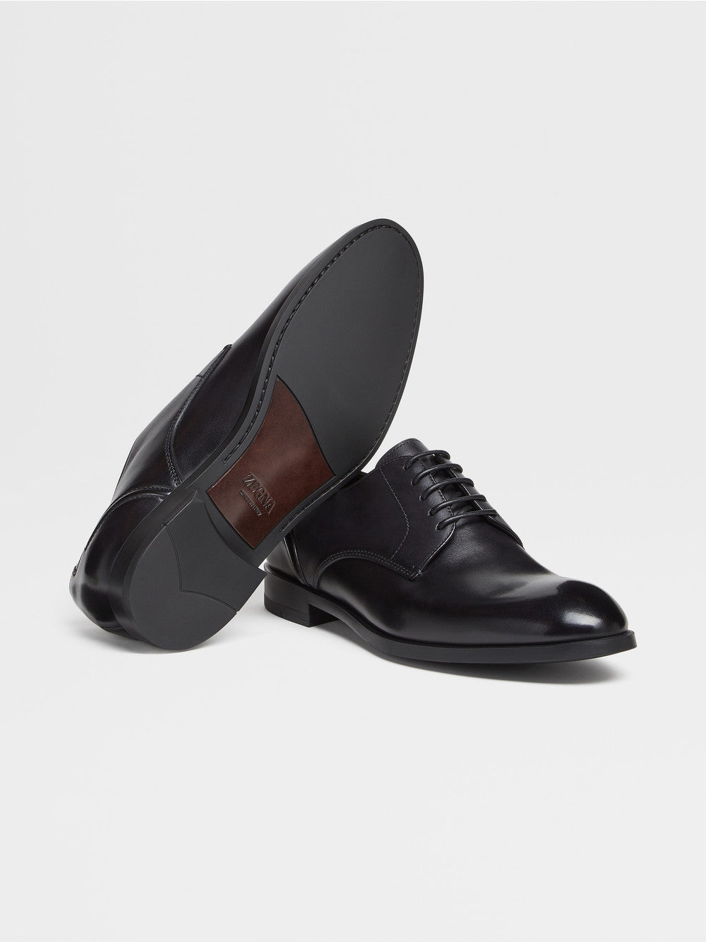 BLACK HAND-BUFFED LEATHER SIENA FLEX DERBY SHOES