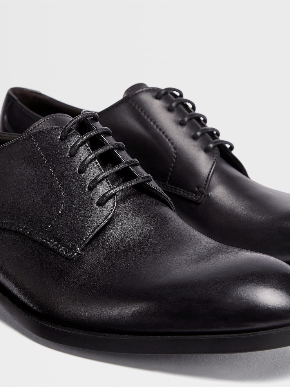 BLACK HAND-BUFFED LEATHER SIENA FLEX DERBY SHOES