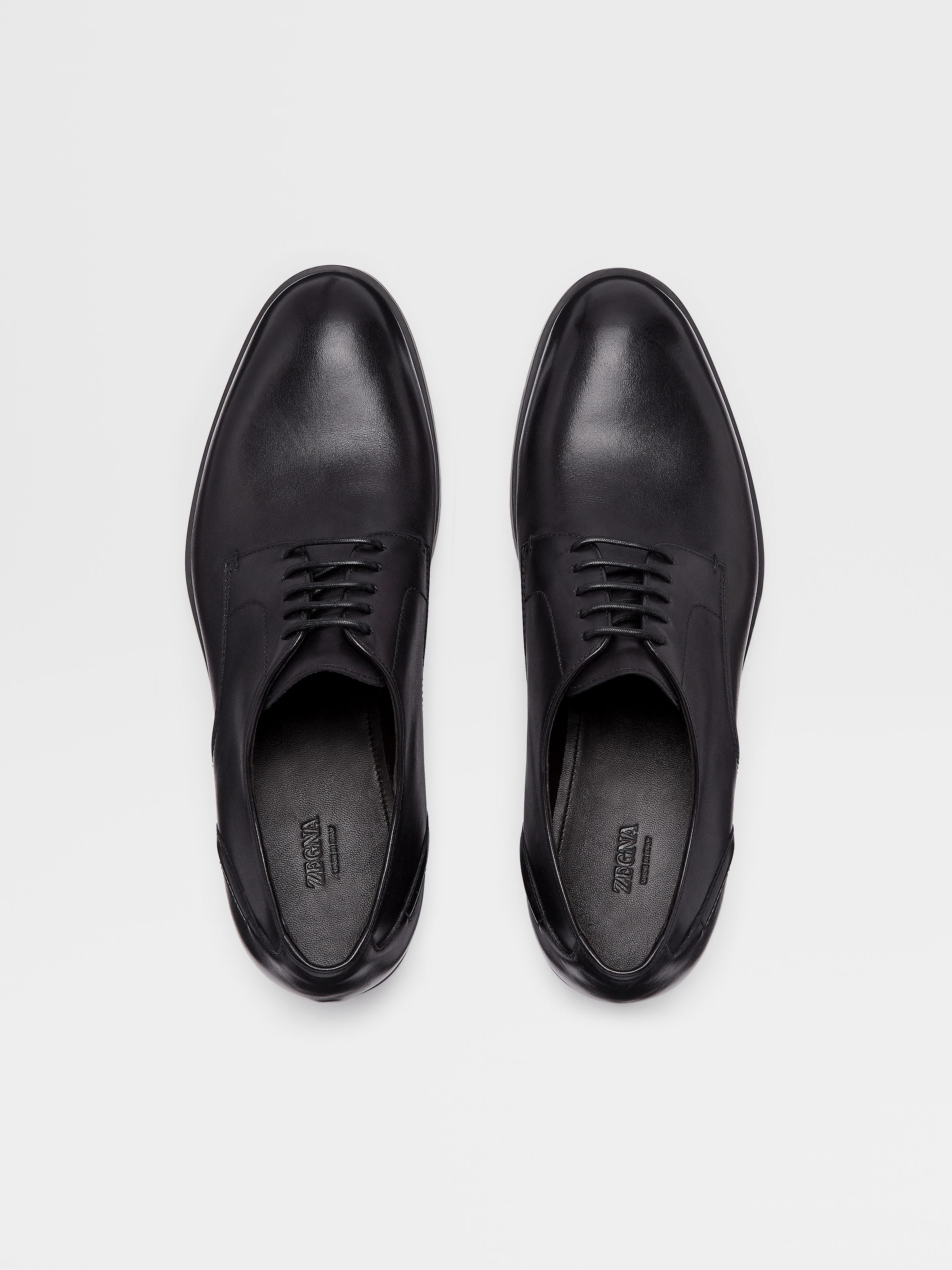 BLACK HAND-BUFFED LEATHER SIENA FLEX DERBY SHOES