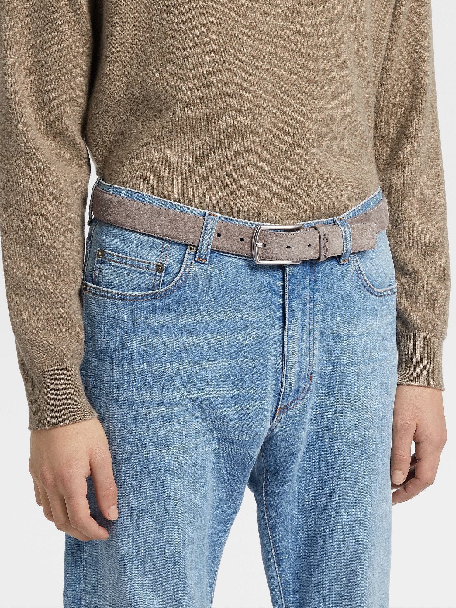 GREY MÉLANGE SUEDE BELT