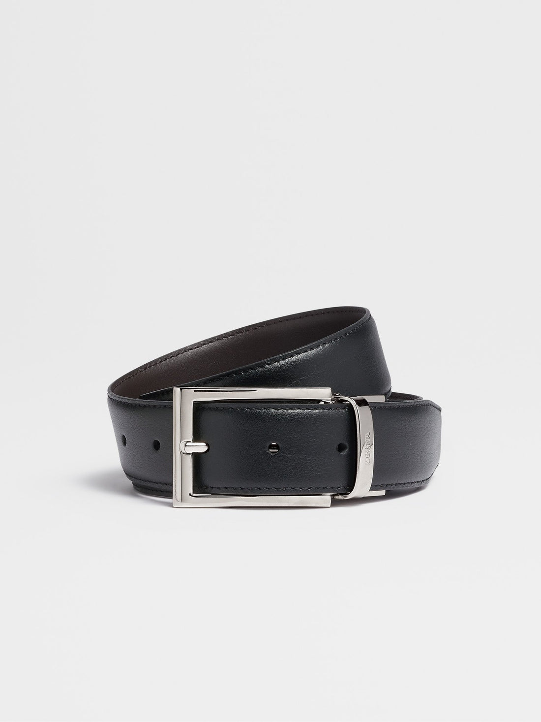 BLACK AND DARK BROWN REVERSIBLE LEATHER BELT