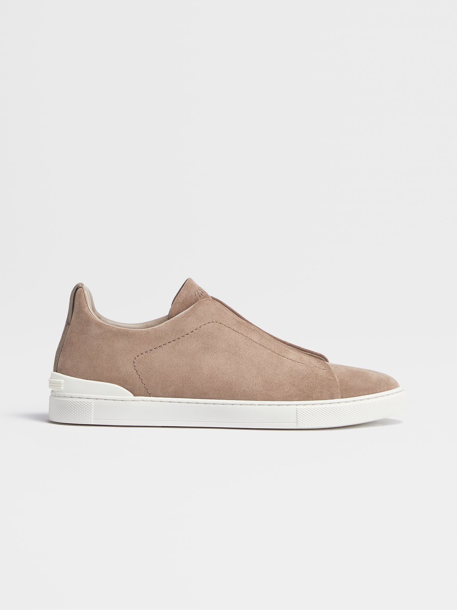 Beige Suede Triple Stitch Sneakers