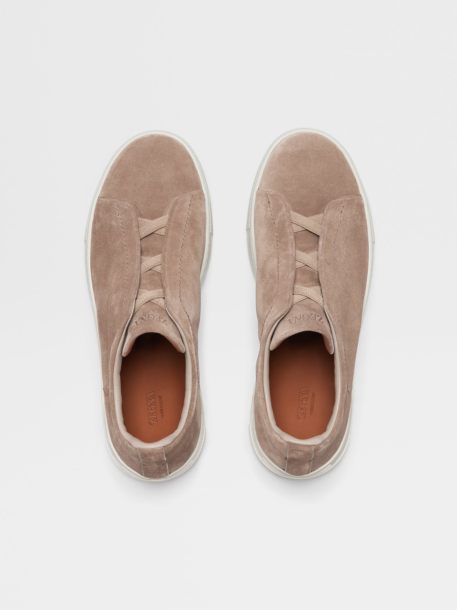 Beige Suede Triple Stitch Sneakers