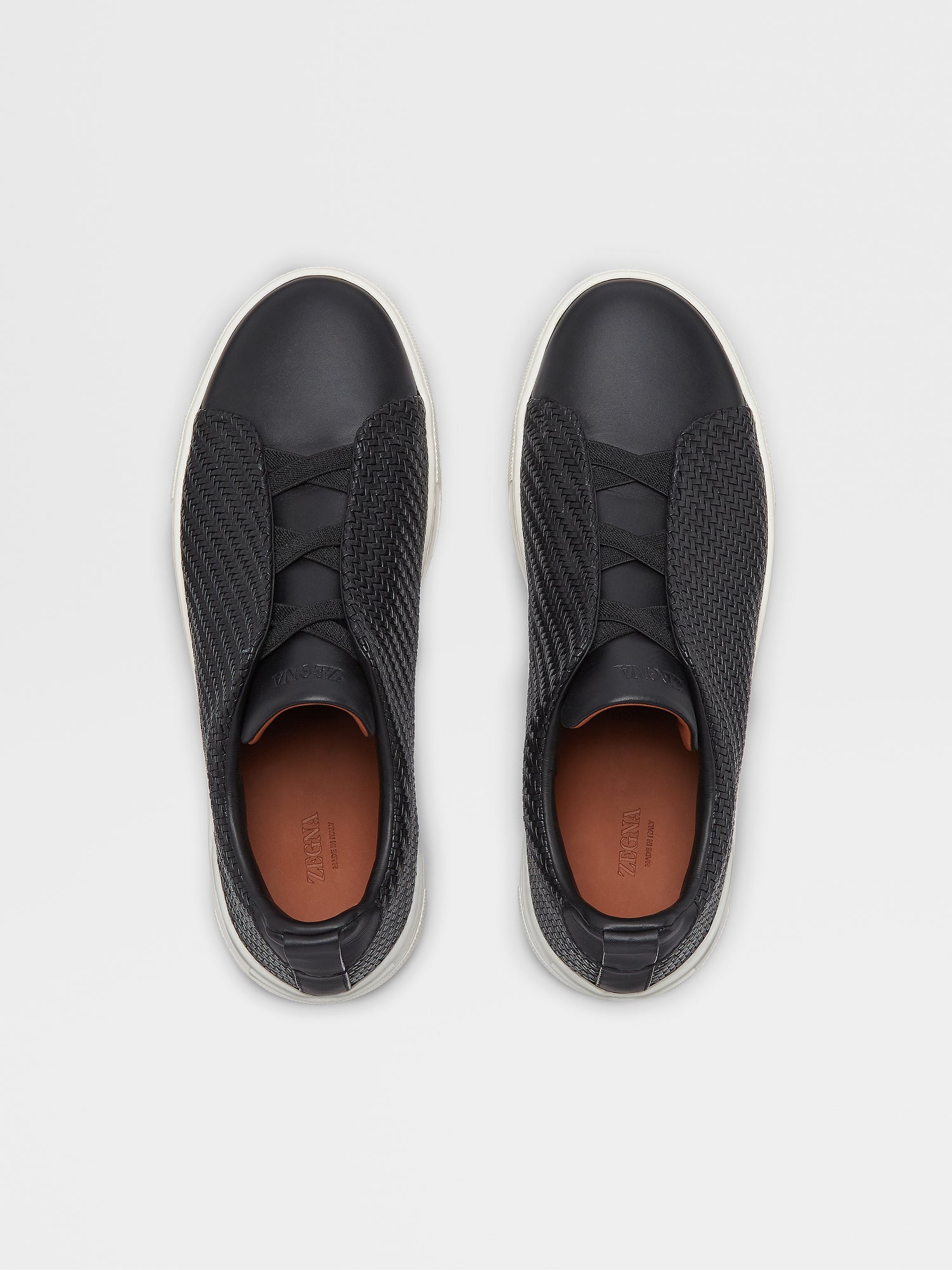 Black Pelletessuta Leather Triple Stitch Sneakers