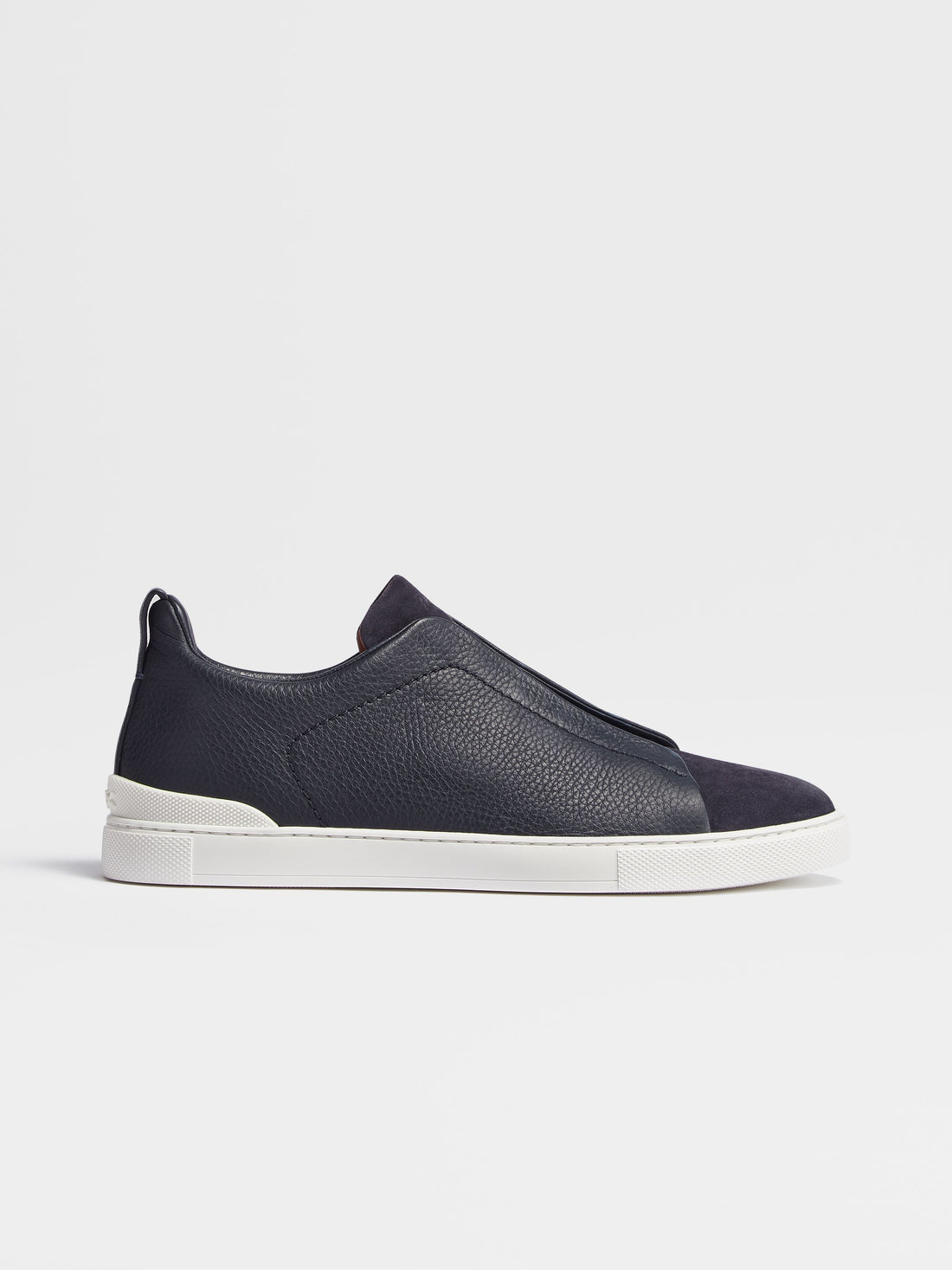 NAVY BLUE LEATHER AND SUEDE TRIPLE STITCH™ SNEAKERS