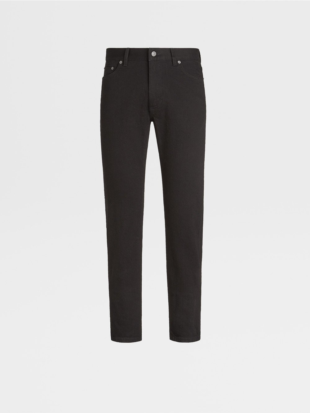 BLACK RINSE-WASHED COTTON ROCCIA JEANS