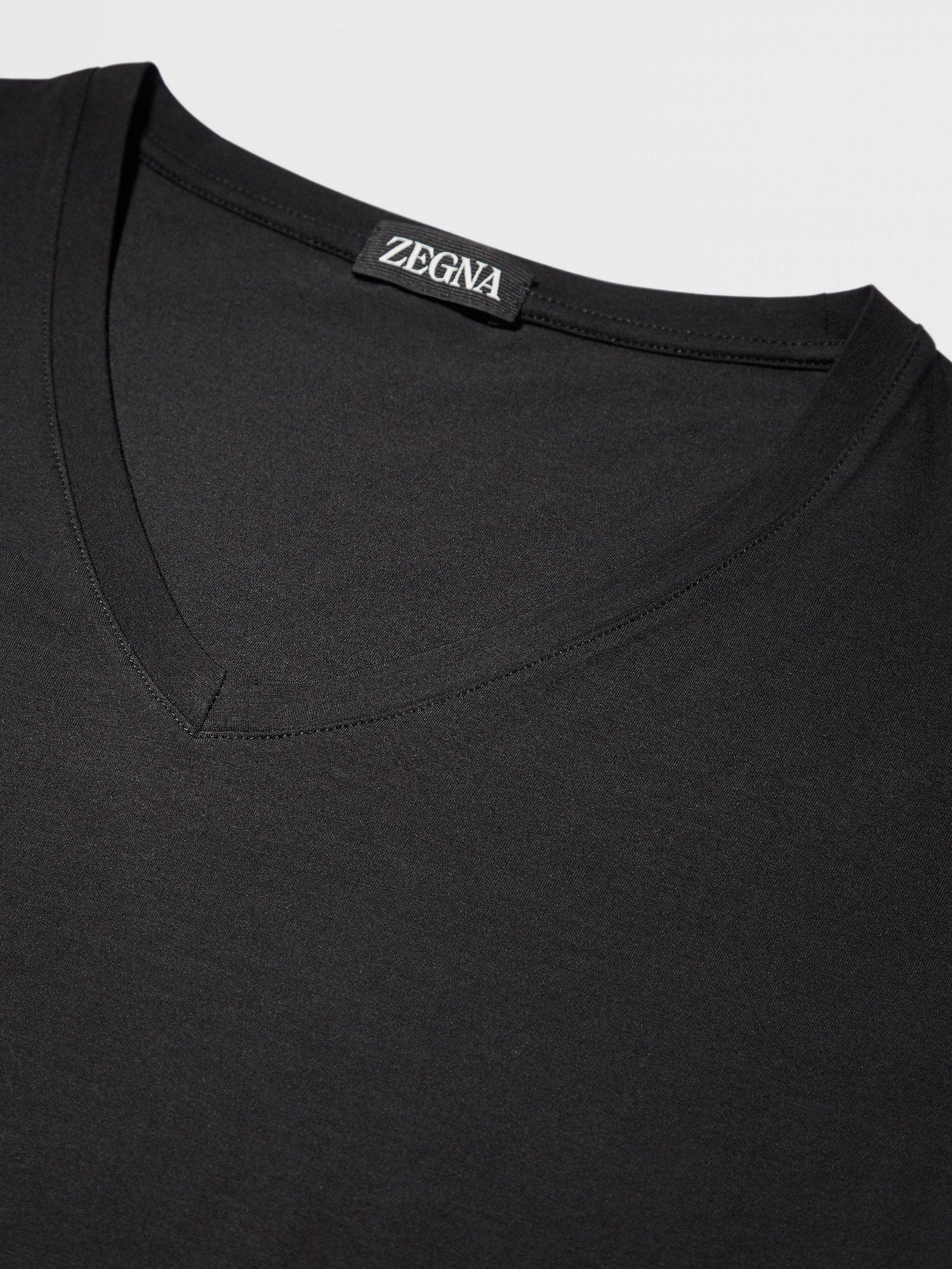 Black Stretch Modal V Neck T Shirt