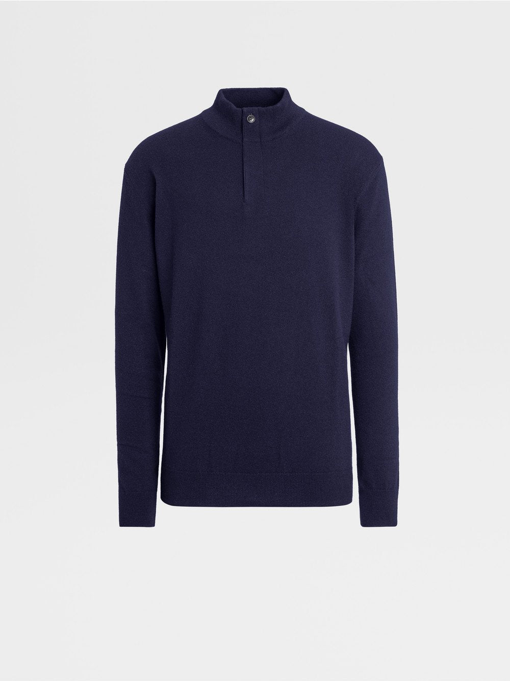 NAVY BLUE OASI CASHMERE ZIP MOCK NECK SWEATER