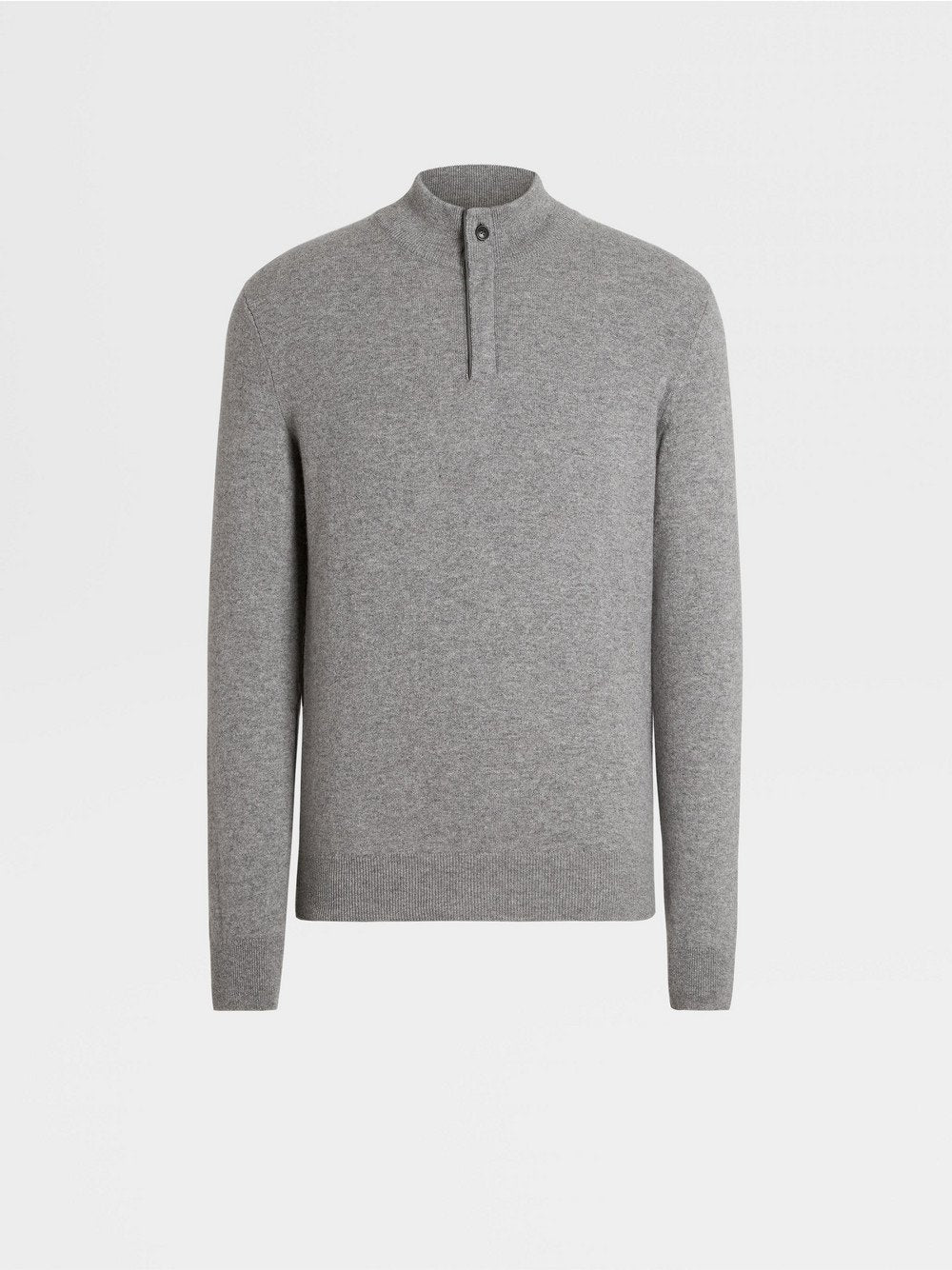 GREY MÉLANGE OASI CASHMERE ZIP MOCK NECK SWEATER