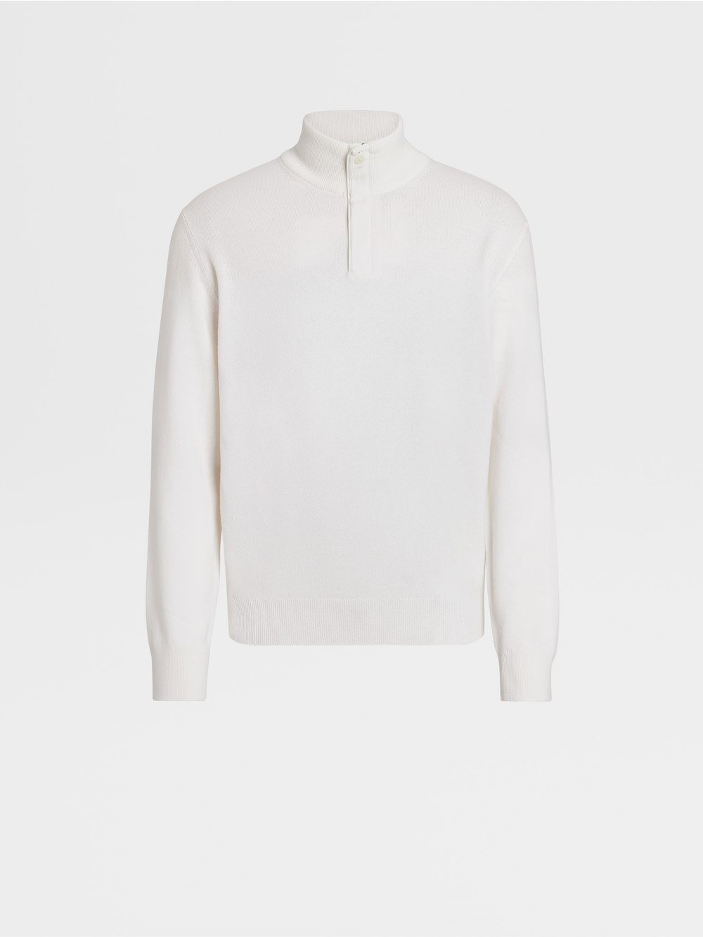 WHITE OASI CASHMERE ZIP MOCK NECK SWEATER