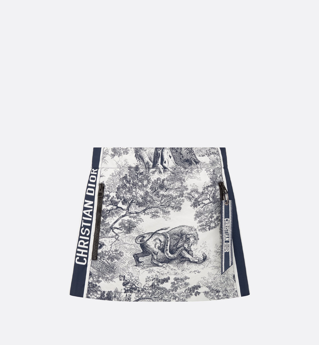 Dioriviera Skort White And Blue Technical Taffeta Jacquard With Toile De Jouy Sauvage Motif