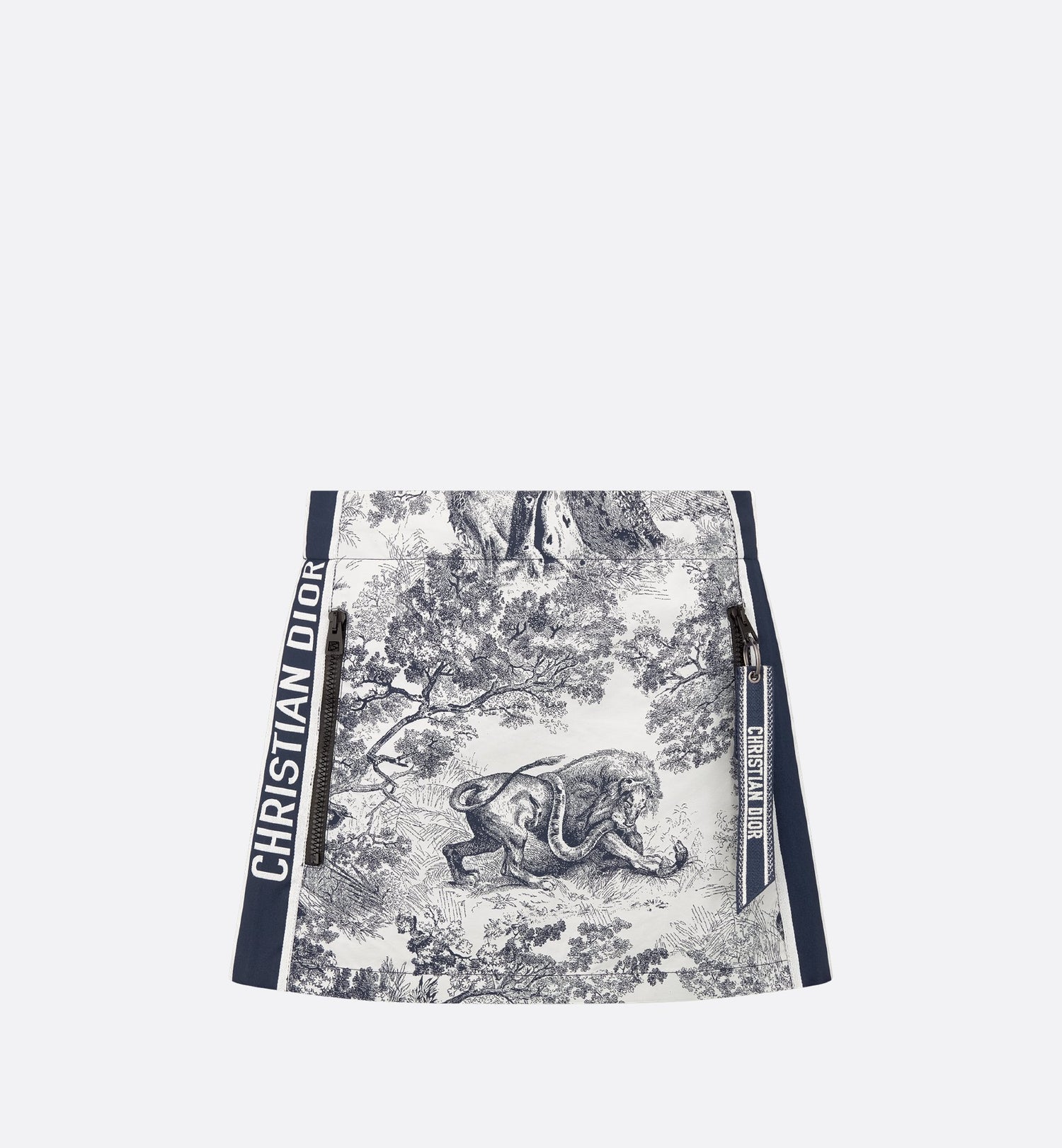 Dioriviera Skort White And Blue Technical Taffeta Jacquard With Toile De Jouy Sauvage Motif