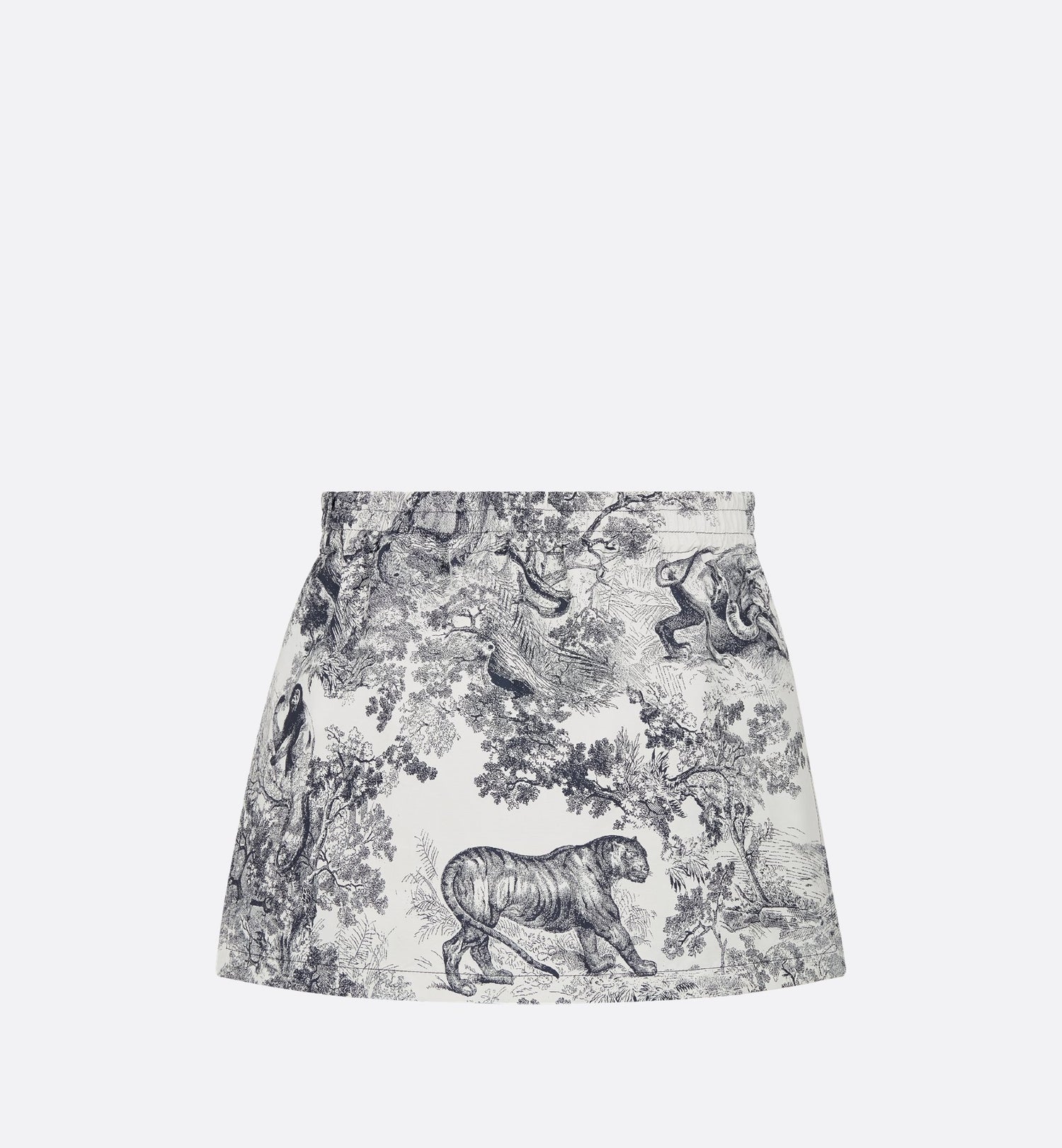 Dioriviera Skort White And Blue Technical Taffeta Jacquard With Toile De Jouy Sauvage Motif