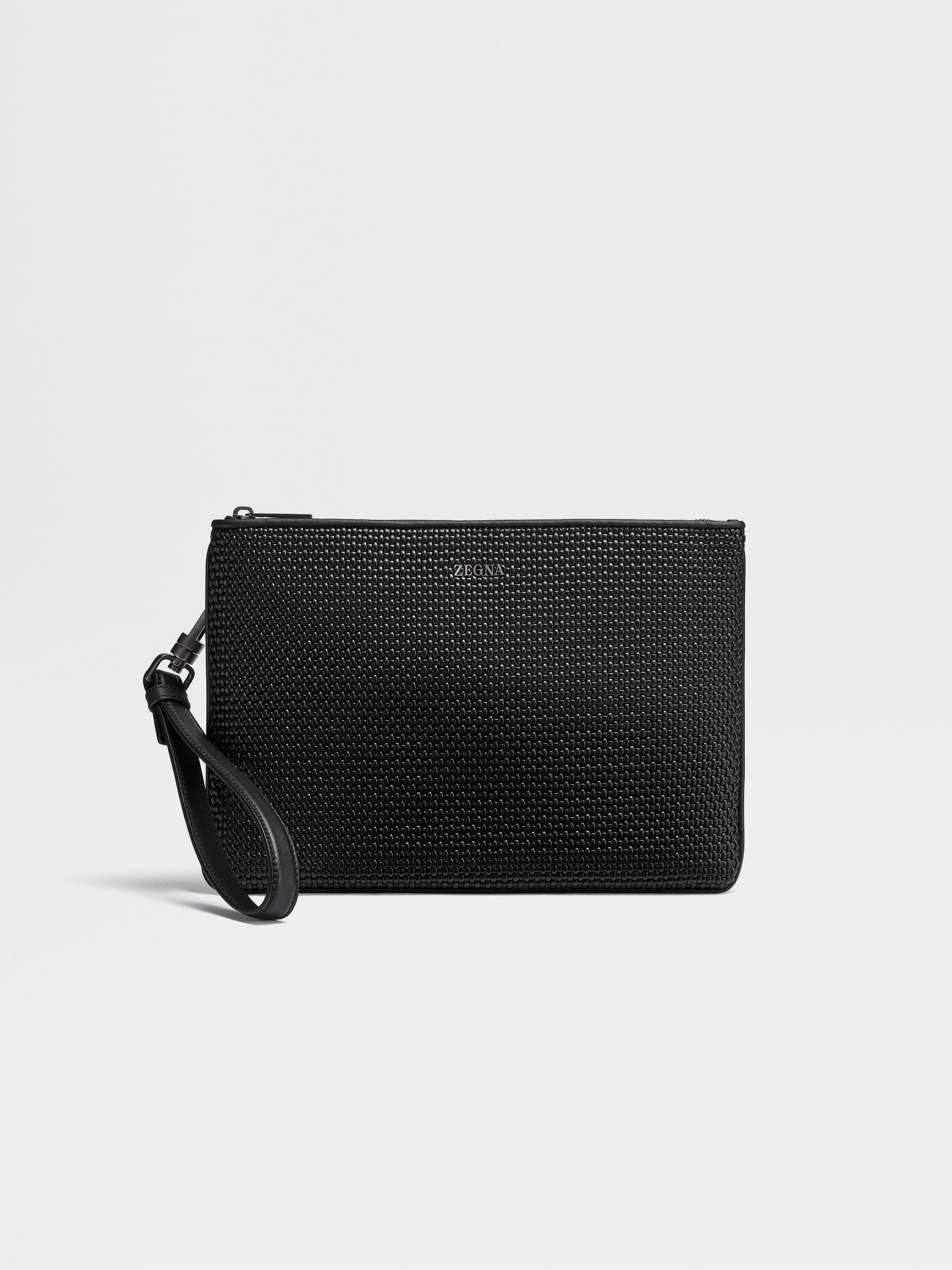 Black PELLETESSUTA™ Flat Zip Pouch