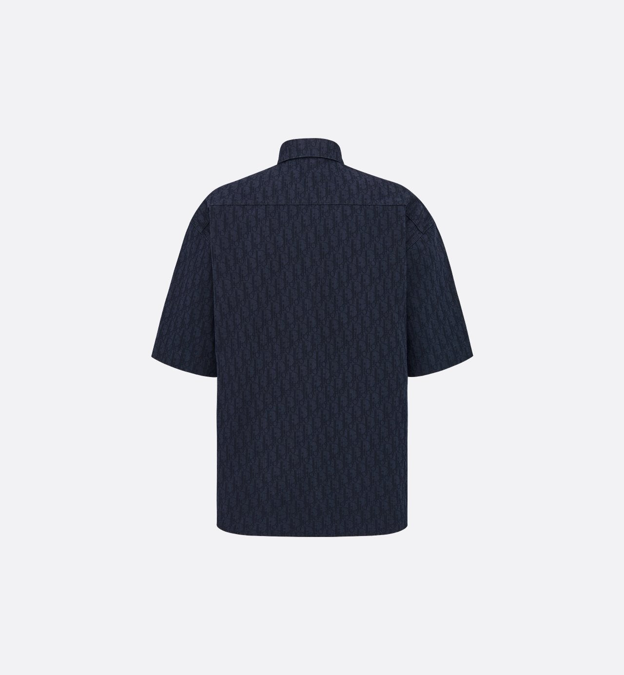 Short-Sleeved Overshirt Navy Blue And Black Dior Oblique Kasuri Cotton Denim