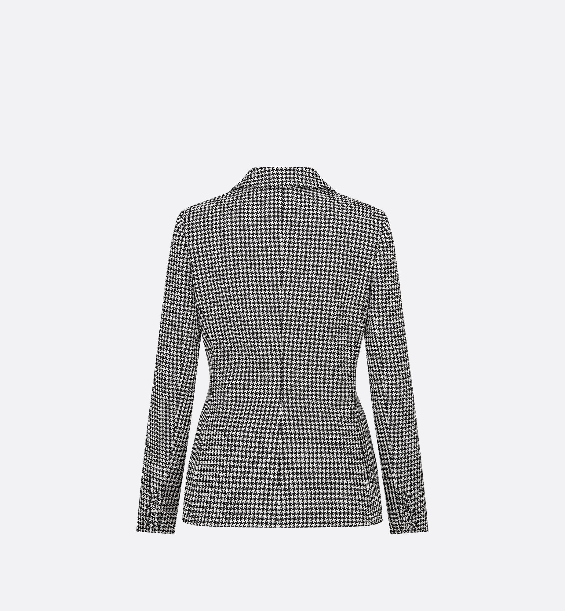 30 Montaigne Bar Jacket Black And White Single-Breasted Houndstooth Wool