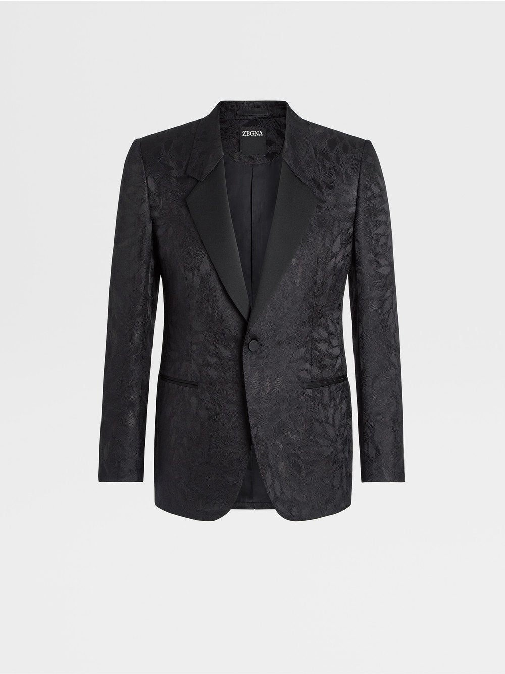 BLACK JACQUARD SILK AND WOOL EVENING JACKET