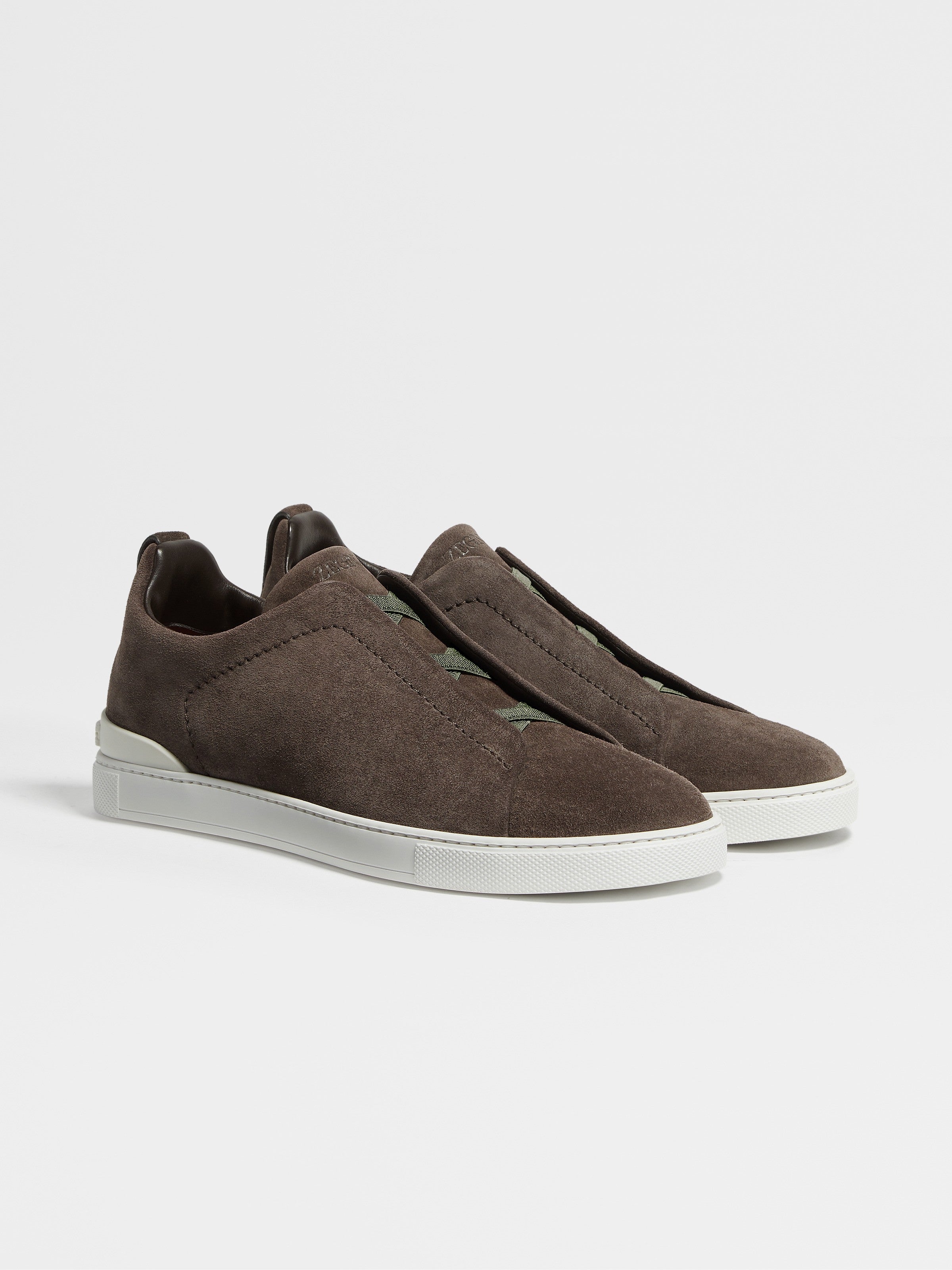 Dark Grey Suede Triple Stitch Sneakers