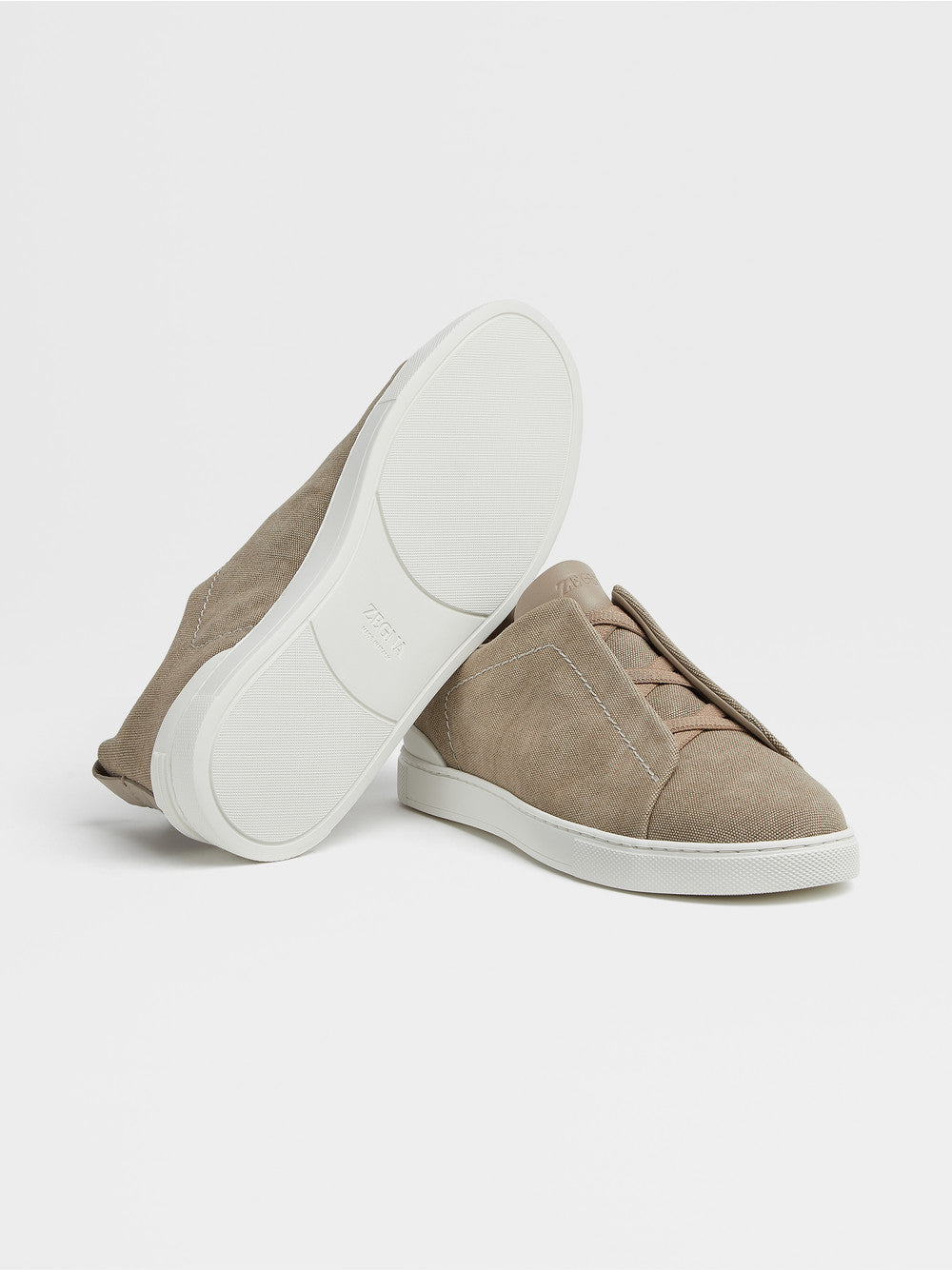 Beige Canvas Triple Stitch Sneakers