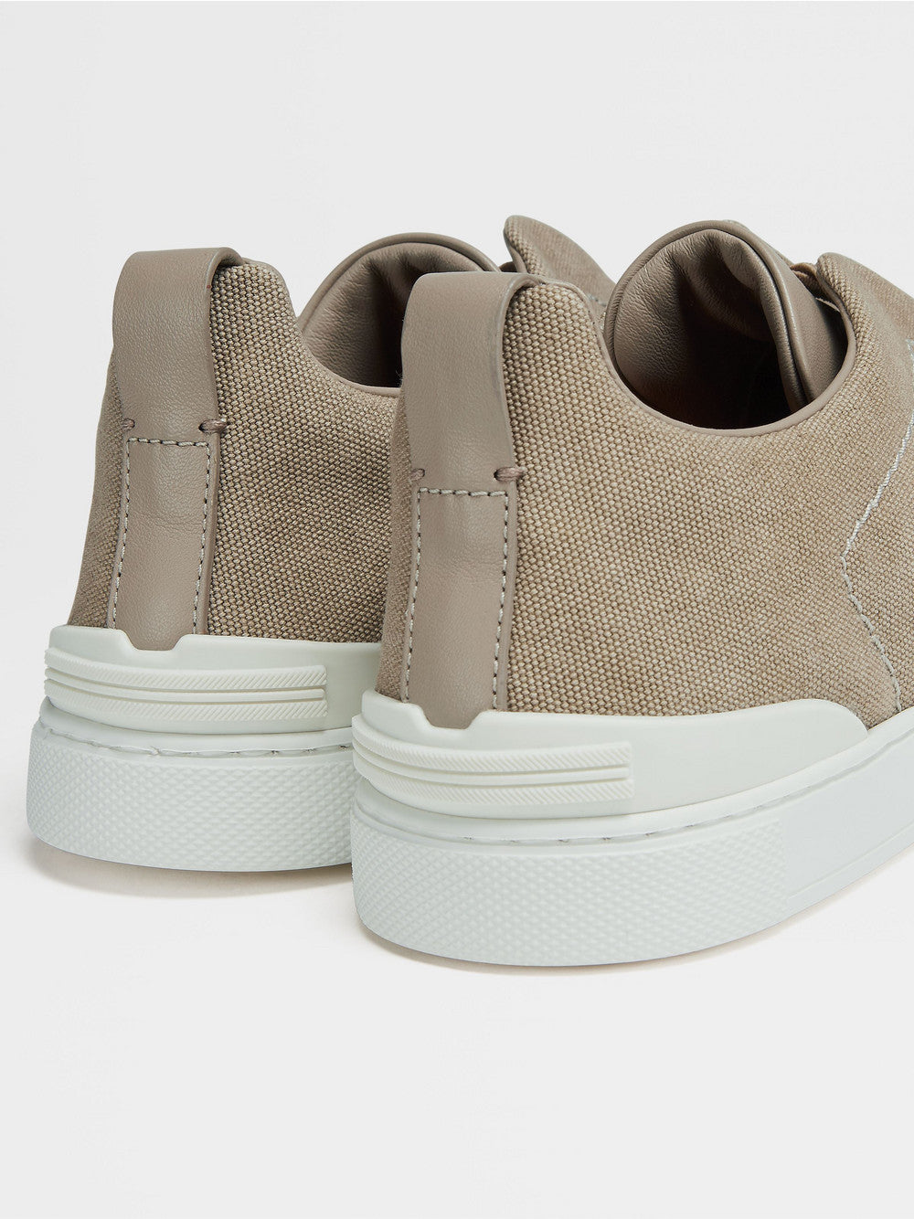 Beige Canvas Triple Stitch Sneakers