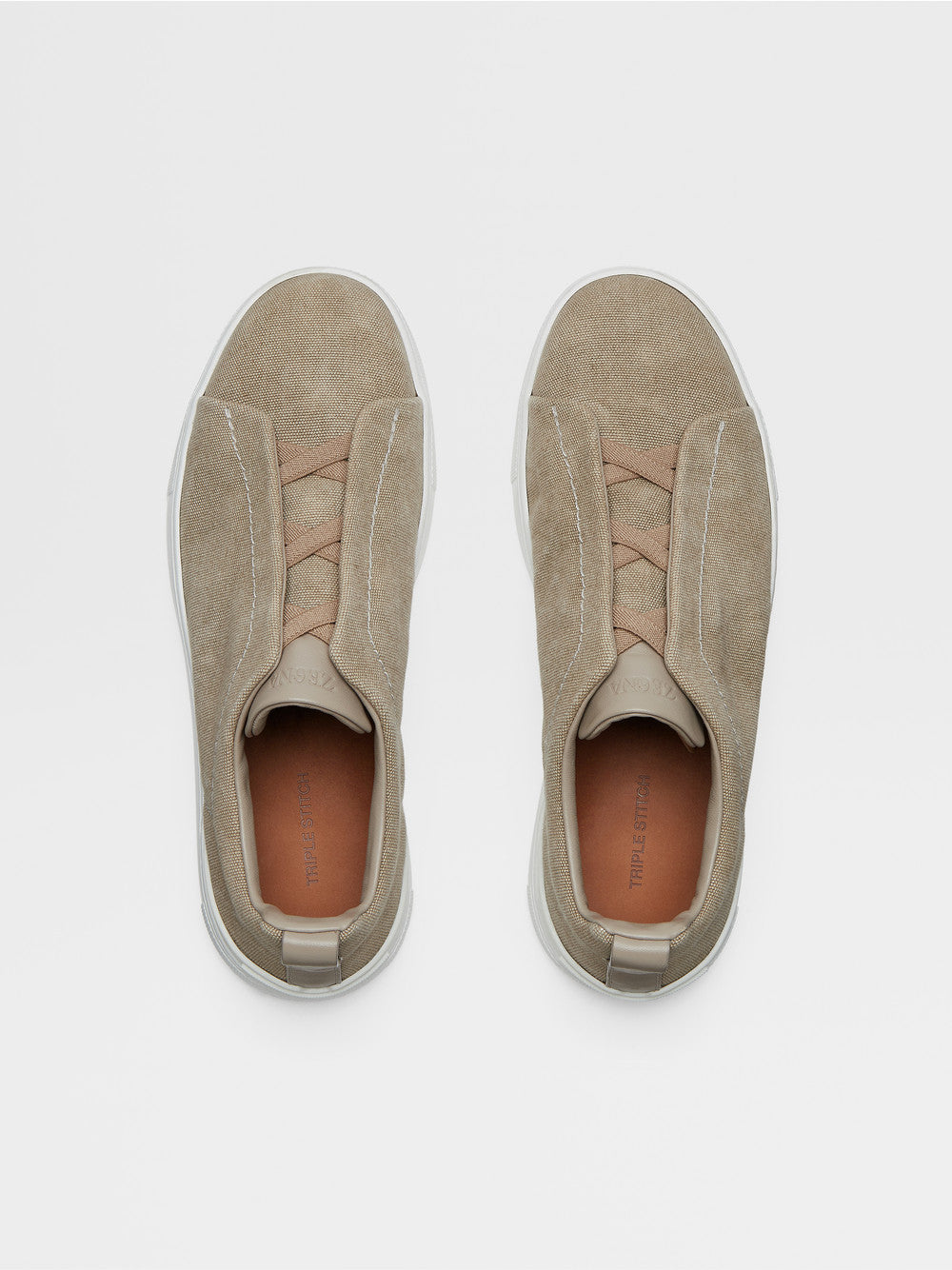 Beige Canvas Triple Stitch Sneakers