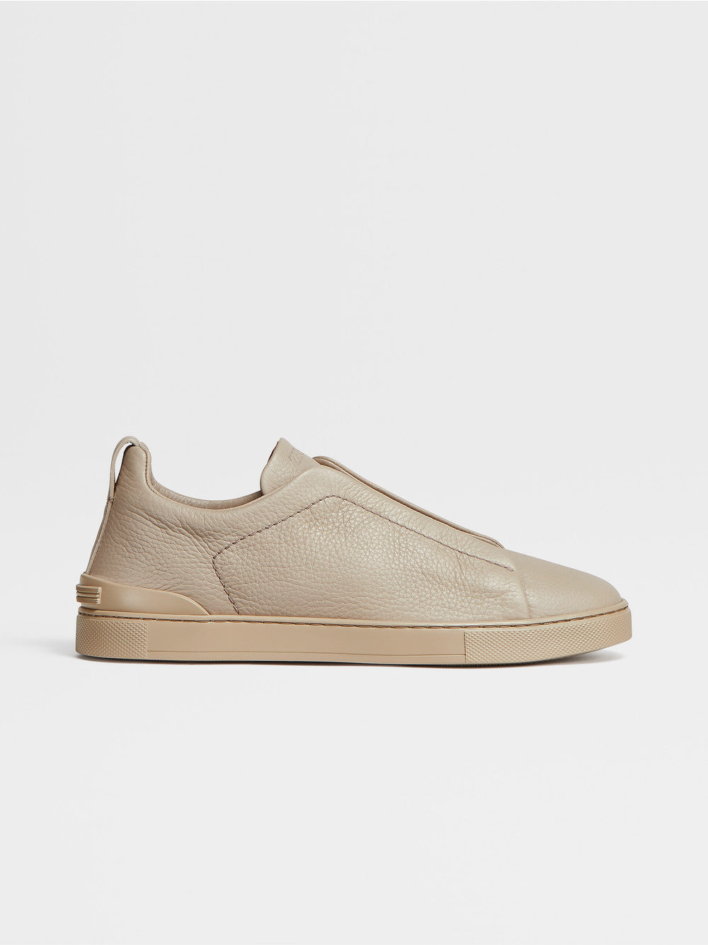 Beige Deerskin Triple Stitch Sneakers