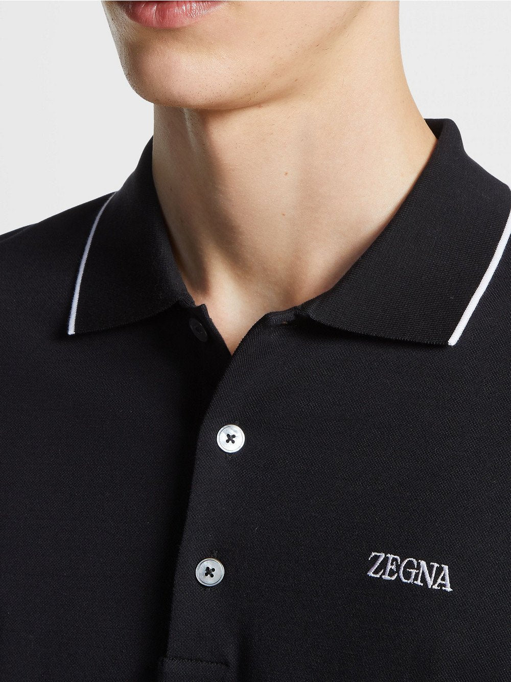 BLACK STRETCH COTTON SHORT-SLEEVE POLO