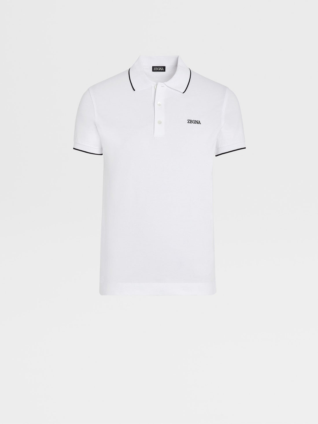 OPTICAL WHITE STRETCH COTTON POLO SHIRT