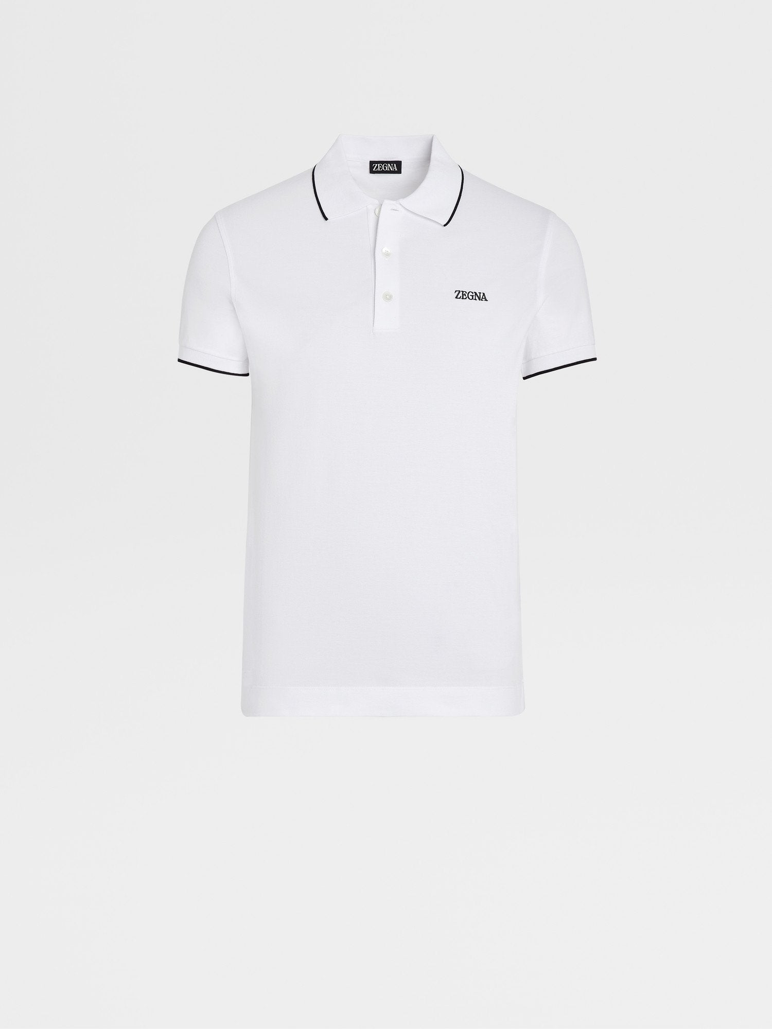 OPTICAL WHITE STRETCH COTTON POLO SHIRT