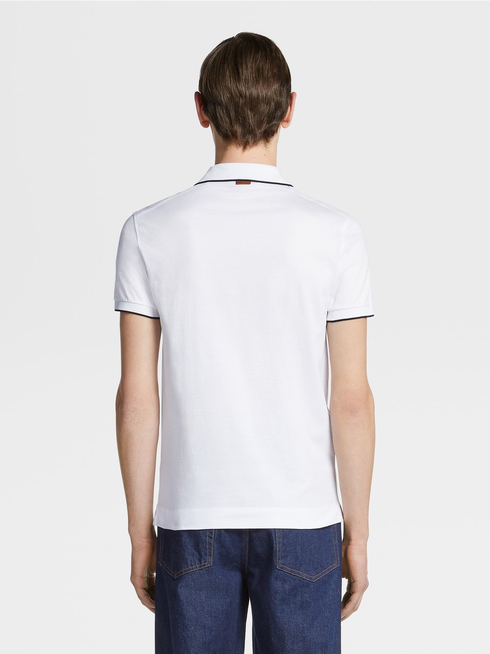 OPTICAL WHITE STRETCH COTTON POLO SHIRT