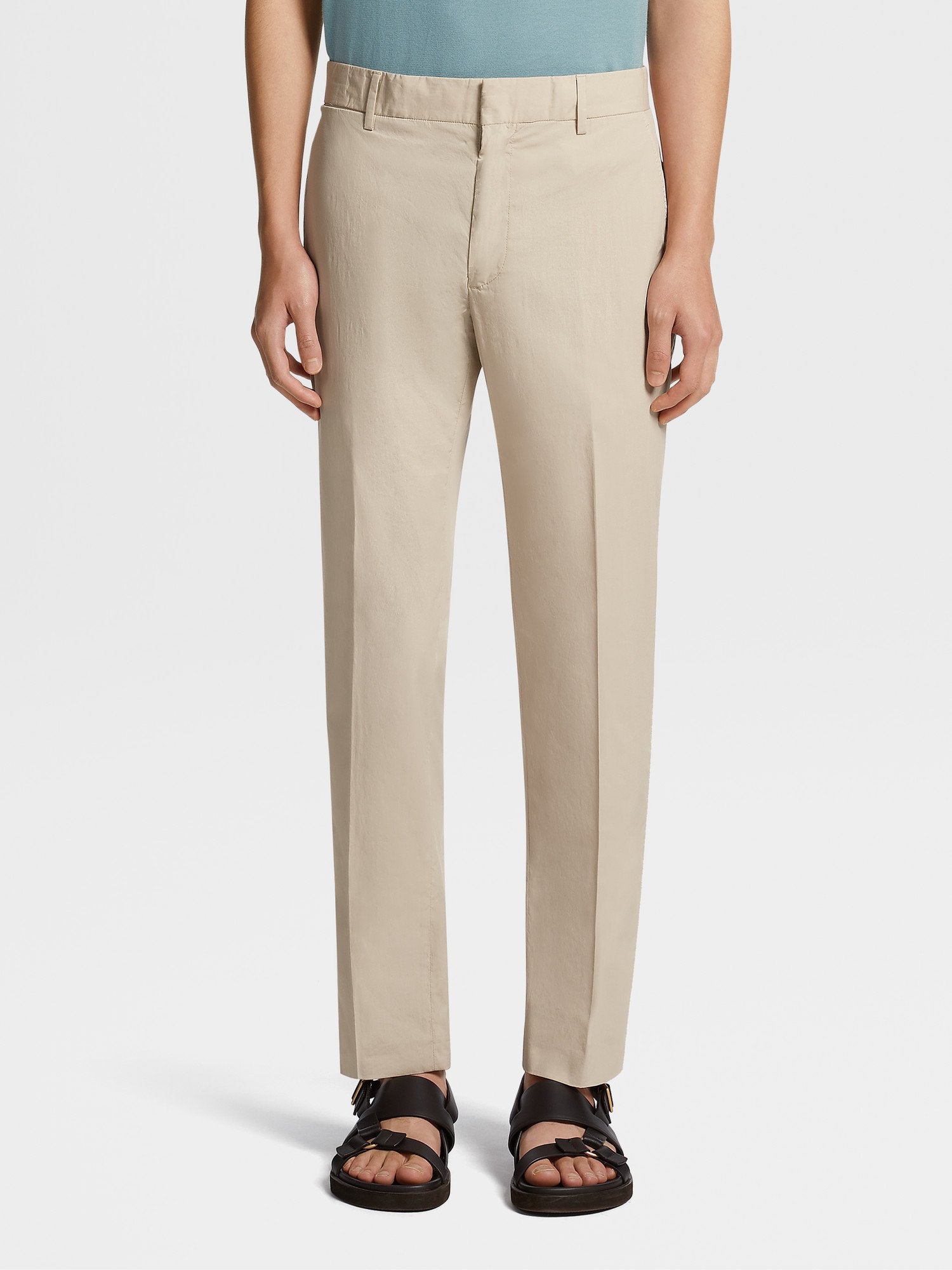 BEIGE TELA VELA STRETCH COTTON PANTS