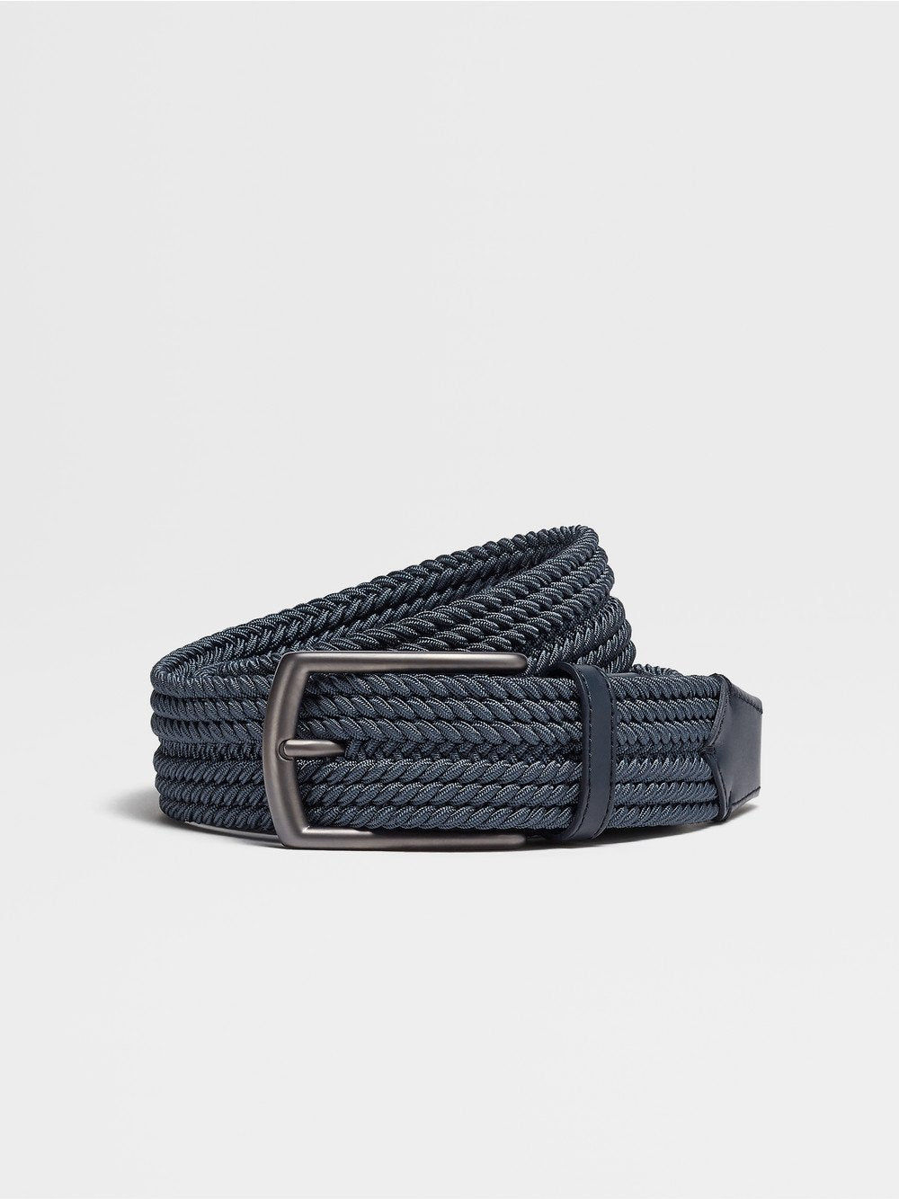 BLUE ELASTIC RAYON BRAIDED BELT