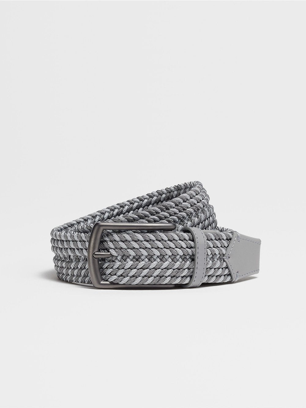 Grey Melange Elastic Rayon Braided Belt