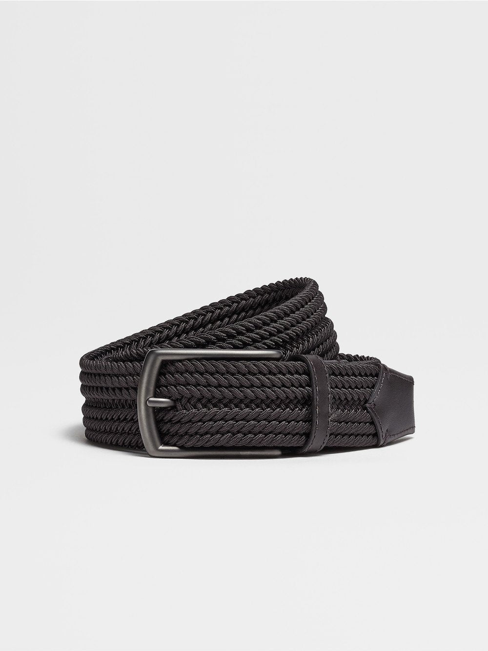 DARK BROWN ELASTIC RAYON BRAIDED BELT