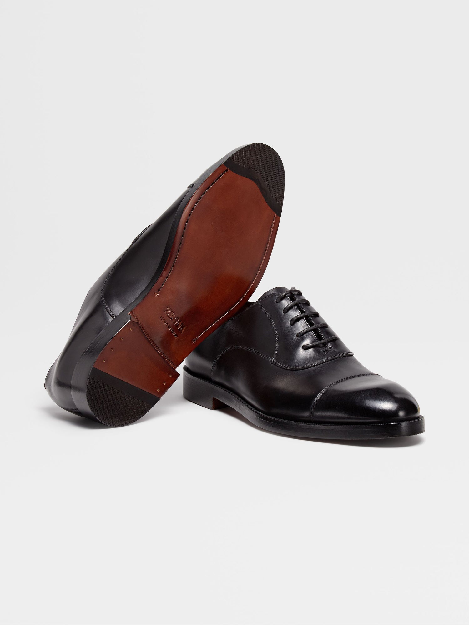 Black Leather Torino Oxford Shoes