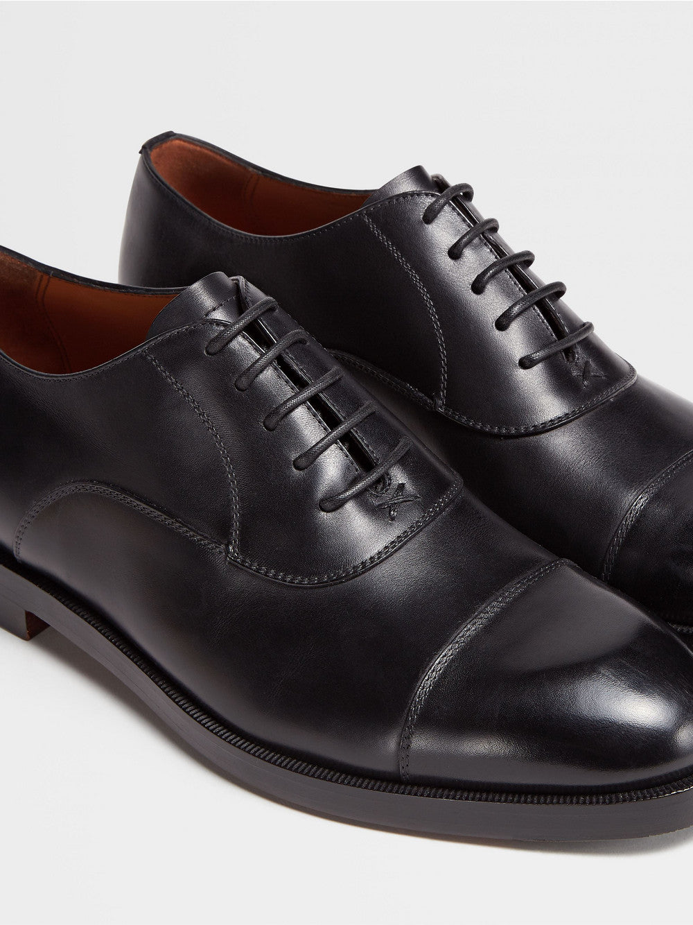 BLACK LEATHER TORINO OXFORD SHOES