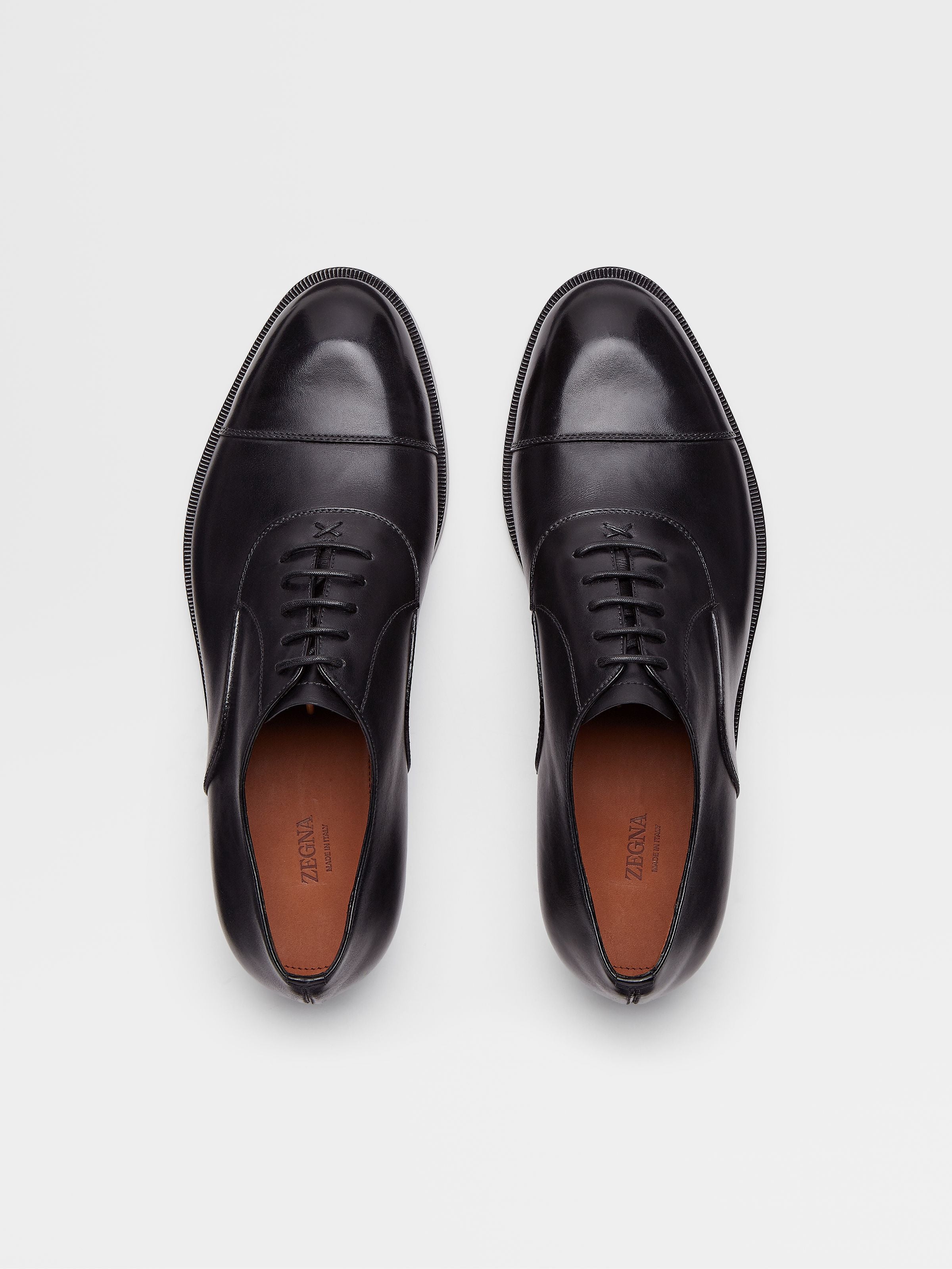 BLACK LEATHER TORINO OXFORD SHOES