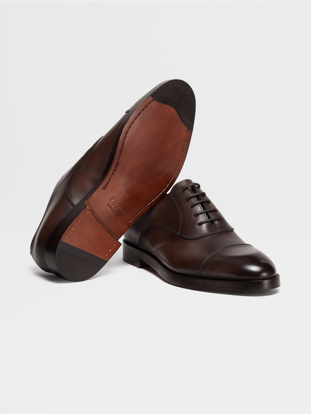 DARK BROWN LEATHER TORINO OXFORD SHOES