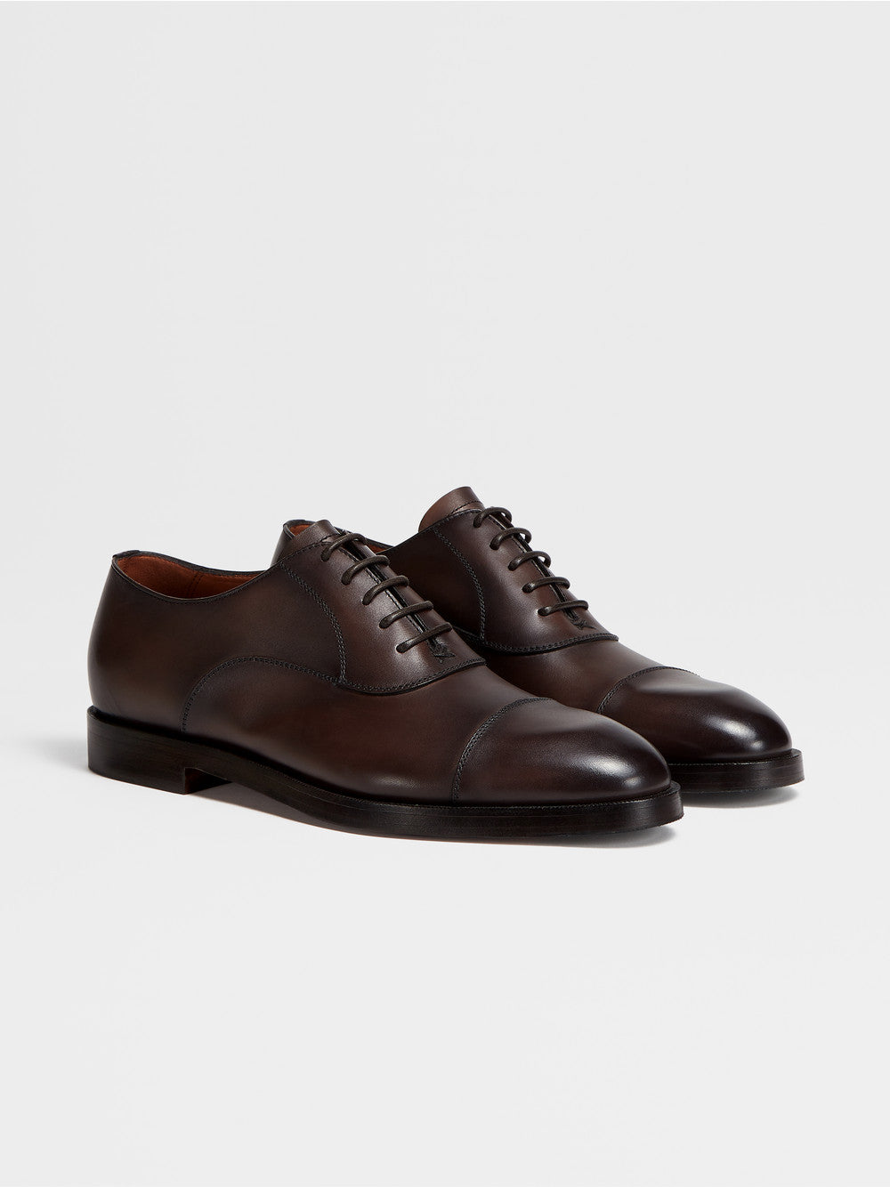 DARK BROWN LEATHER TORINO OXFORD SHOES