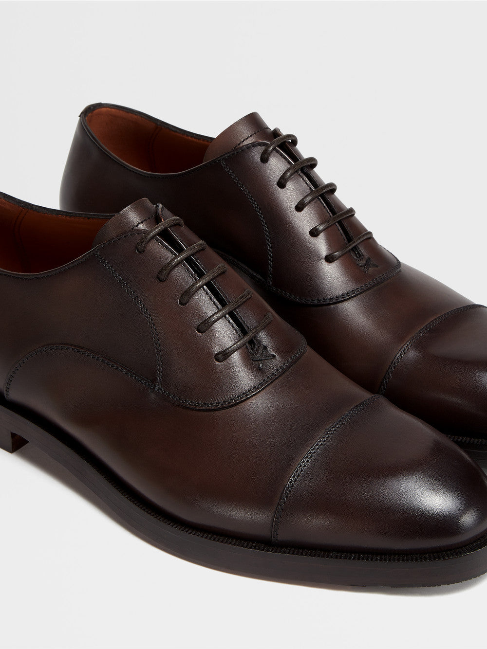 DARK BROWN LEATHER TORINO OXFORD SHOES